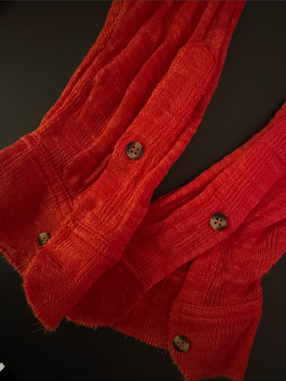 Free People Red Button-Up Lightweight Collared Shirt - Picture 3 of 6